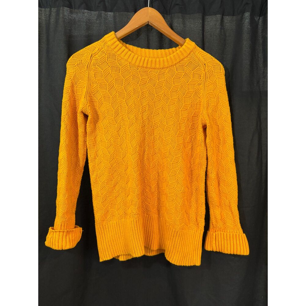 Free Assembly Mustard Yellow Honeycomb Textured Knit Crewneck Sweater XS